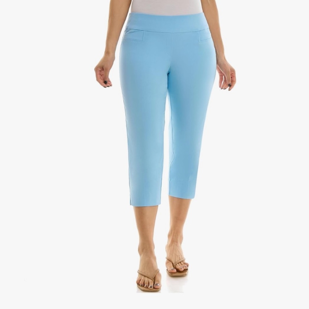 Zac & Rachel Women's Pull-on Slim Leg Crop Pant
Aqua Sky   inseam 21.5 inch